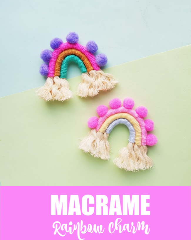 macrame rainbow charm